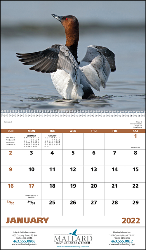 Waterfowl  Spiral Bound Wall Calendar for 2022